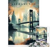 Jigsaw Puzzle 1000 Piece Sacramento Urban Horizon Puzzles for Teenagers Improve Memory Educational Challenge Challenging Game And Family Play (50x75cm)