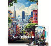 Jigsaw Puzzle 1000 Piece San Francisco Cityscape Illustration Flawless Fit Art Thinking Skill Game Rest Time Play Christmas Art Gift (50x75cm)