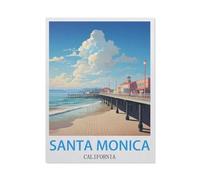 Jigsaw Puzzle 1000 Piece,Santa Monica California Vintage Travel Poster,Wood Jigsaw Puzzle for Kids Adult, Puzzle Game Toys Gift for Wall Decoration(75x50cm)-CD50