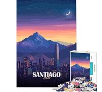 Jigsaw Puzzle 1000 Piece Santiago, Chile Cityscape at Night for Educational Game Learning Educational Toys Gifts For Birthdays Home Decoration (Size 38x52cm)