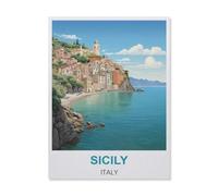 Jigsaw Puzzle 1000 Piece，Sicily Italy，Adult Puzzle DIY Kit Wood Puzzle Modern Home Decor Unique Gift（38x52cm）-FI47