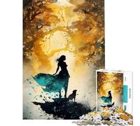 Jigsaw Puzzle 1000 Piece Silhouette in The Woods Jigsaw Puzzle 1000 Home Decoration Toys Perfect Decoration for Is Ideal As A Gifts (50x75cm)