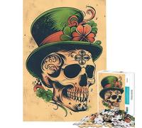 Jigsaw Puzzle 1000 Piece Skull St Patricks Day Hat Help The Brain Exercise Stress Reliever Hands-on Game Suitable for People Aged 14 And Above (50x75cm)