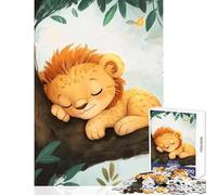 Jigsaw Puzzle 1000 Piece Sleeping Lion Cub Illustration Puzzle For Teenagers Improve Memory Difficult And Challenge Challenging Family Fun Game (50x75cm)