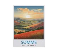 Jigsaw Puzzle 1000 Piece,Somme Hauts De France Vintage Travel Poster,Classic Puzzle Adult Puzzle DIY Kit paper Toy Unique Gift Modern Home Decor(50x70cm)-AR97