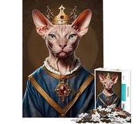 Jigsaw Puzzle 1000 Piece Sphynx Cat King Puzzle For Teenagers Improve Memory Difficult And Challenge Challenging Family Fun Game (38x26cm)