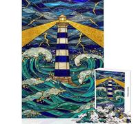 Jigsaw Puzzle 1000 Piece Stained Glass Lighthouse Impossible Game Family Activities Educational Toy Unique Birthday And Xmas Gifts (50x75cm)
