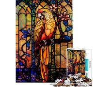 Jigsaw Puzzle 1000 Piece Stained Parot Companion Help The Brain Exercise Home Decoration Family Game for 14+ Puzzle Game Offered (50x75cm)