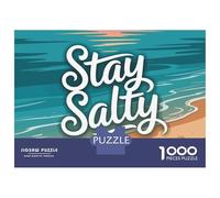 Jigsaw Puzzle 1000 Piece Stay Salty Beach Illustration Puzzles for Adults Relax Games Stress Reliever Deal As Gifts for The Whole Family 52x38cm/1000pcs