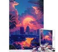 Jigsaw Puzzle 1000 Piece Sunset in Orlando Florida Toy Wall Decor Great Gift for Games Hands-on Game with Matching Poster And Trivia Sheet Size 38x52cm