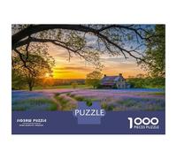 Jigsaw Puzzle 1000 Piece Sunset over A Field of Flowers Puzzles for Adults Relax Games Stress Reliever Deal As Gifts for The Whole Family 38x26cm/1000pcs