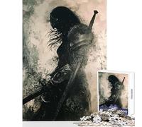Jigsaw Puzzle 1000 Piece Surreal Black Warrior Hero Adult Jigsaw Puzzles Hand Speed Race Help The Brain Exercise Beautiful Design Game (38x52cm)