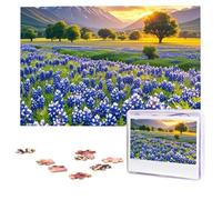 Jigsaw Puzzle 1000 Piece Texas Bluebonnets Scenery Puzzles for Adults Custom Puzzles from Photos Personalized Picture Wooden Puzzle Gifts for Family Wedding Birthdays Anniversaries
