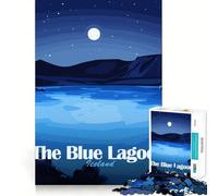 Jigsaw Puzzle 1000 Piece The Blue Lagoon Iceland Night Neat Edge Decor Cognitive Game Toy Easy Time Fun Xmas Leisure Gift(38x26cm)