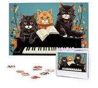 Jigsaw Puzzle 1000 Piece Three cats playing notes Puzzles for Adults Custom Puzzles from Photos Personalized Picture Wooden Puzzle Gifts for Family Wedding Birthdays Anniversaries