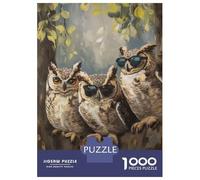 Jigsaw Puzzle 1000 Piece Three Cool Sunglasses Owls Puzzles for Adults Relax Games Stress Reliever Deal As Gifts for The Whole Family 38x26cm/1000pcs