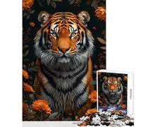 Jigsaw Puzzle 1000 Piece Tiger Flowers Portrait Educational Game Analysis And Logic Anti-Stress Toys Unique Birthday And Xmas Gifts (50X75cm)