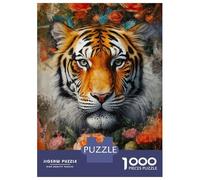 Jigsaw Puzzle 1000 Piece Tiger in A Rose Garden Puzzles for Adults Relax Games Stress Reliever Deal As Gifts for The Whole Family 52x38cm/1000pcs