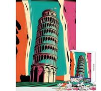 Jigsaw Puzzle 1000 Piece Tower of Pisa Italy Colors Puzzles for Teenagers Improve Memory Educational Challenge Challenging Game And Family Play (50x75cm)