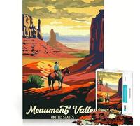 Jigsaw Puzzle 1000 Piece Travel to Monument Valley Neat Edge Decor Cognitive Game Toy Easy Time Fun Xmas Leisure Gift (50x75cm)