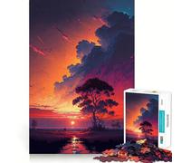 Jigsaw Puzzle 1000 Piece Tree by The River Sunset Neat Edge Decor Cognitive Game Toy Easy Time Fun Xmas Leisure Gift (50x75cm)