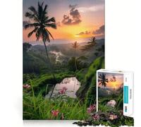 Jigsaw Puzzle 1000 Piece Tropic Dawn over Terraces Neat Edge Decor Cognitive Game Toy Easy Time Fun Xmas Leisure Gift(38x26cm)