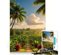 Jigsaw Puzzle 1000 Piece Tropical Plantation Sunset Neat Edge Decor Cognitive Game Toy Easy Time Fun Xmas Leisure Gift (38x52cm)