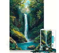Jigsaw Puzzle 1000 Piece Tropical Waterfall in Lush Greenery Neat Edge Decor Cognitive Game Toy Easy Time Fun Xmas Leisure Gift(38x26cm)