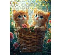 Jigsaw Puzzle 1000 Piece, Two Little Cats Puzzles for Adults 1000, Jigsaw Puzzle Games Classic Educational, Wooden Puzzles, The Impossible Challenge, for Home Wall Decoration Gift BXHZW1-600