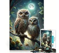 Jigsaw Puzzle 1000 Piece Two Owls Perched Under Moonlight Neat Edge Decor Cognitive Game Toy Easy Time Fun Xmas Leisure Gift(38x26cm)