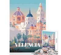 Jigsaw Puzzle 1000 Piece Valencia, Spain Travel Poster Puzzles for Teenagers Improve Memory Educational Challenge Challenging Game And Family Play (50x75cm)