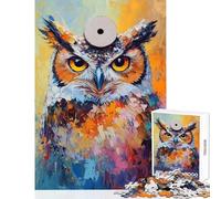 Jigsaw Puzzle 1000 Piece Vibrant Owl Artistry Adult Puzzles Brain Teaser Game Difficult Hard Deal As Gifts for The Whole Family (Size 38x26cm)
