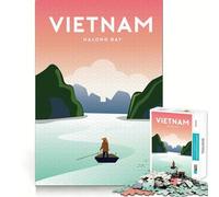 Jigsaw Puzzle 1000 Piece Vietnam Travel Poster Neat Edge Decor Cognitive Game Toy Easy Time Fun Xmas Leisure Gift (38x52cm)