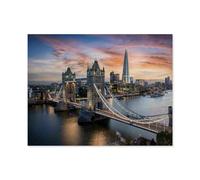 Jigsaw Puzzle 1000 Piece，View of the illuminated Tower Bridge at dusk, London, England，Adult Puzzle DIY Kit Paper Puzzle Modern Home Decor Unique Gift（38x26cm）-A47