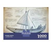 Jigsaw Puzzle 1000 Piece Vintage Sailing Ship Blueprint Puzzles for Adults Family Game Improve Memory Deal As Gifts for The Whole Family 70x50cm/1000pcs