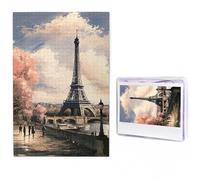 Jigsaw Puzzle 1000 Piece Vintage Style Eiffel Tower Paris Puzzles for Adults Custom Puzzles from Photos Personalized Picture Wooden Puzzle Gifts for Family Wedding Birthdays Anniversaries
