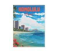 Jigsaw Puzzle 1000 Piece，Vintage Travel Poster Honolulu Hawaii，Classic Puzzle Adult Puzzle DIY Kit Paper Toy Unique Gift Modern Home Decor-AS336-38x52cm