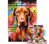 Jigsaw Puzzle 1000 Piece Vizsla Dog Graffiti Fun Activities at Home Hand Speed Race Educational Games for 14+ Puzzle Game Offered (38x52cm)