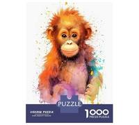 Jigsaw Puzzle 1000 Piece Watercolor Baby Orangutan Puzzles for Adults Relax Games Stress Reliever Deal As Gifts for The Whole Family 38x26cm/1000pcs