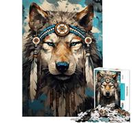 Jigsaw Puzzle 1000 Piece Watercolor Boho Wolf Fun Activities at Home But Fun And Humorous Impossible Game for Ages 14 And over (38x52cm)