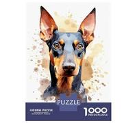 Jigsaw Puzzle 1000 Piece Watercolor Doberman Puzzles for Adults Relax Games Stress Reliever Deal As Gifts for The Whole Family 38x26cm/1000pcs