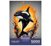 Jigsaw Puzzle 1000 Piece Watercolor Dolphin Animal Puzzles for Adults Relax Games Stress Reliever Deal As Gifts for The Whole Family 52x38cm/1000pcs