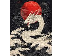 Jigsaw Puzzle 1000 Piece, Wave Dragon Puzzles for Adults 1000, Jigsaw Puzzle Games Classic Educational, Wooden Puzzles, The Impossible Challenge, for Home Wall Decoration Gift BXHZW1-297