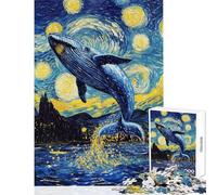 Jigsaw Puzzle 1000 Piece Whale in Starry Night Adult Puzzles Brain Teaser Game Difficult Hard Deal As Gifts for The Whole Family (Size 38x52cm)