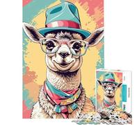 Jigsaw Puzzle 1000 Piece Whimsical Llama Pastel Help The Brain Exercise Home Decoration Family Game for 14+ Puzzle Game Offered (38x52cm)
