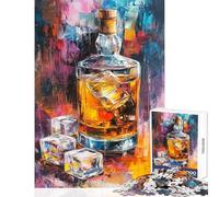 Jigsaw Puzzle 1000 Piece Whiskey & Ice A Vibrant Still Life Adult Puzzles Brain Teaser Game Difficult Hard Deal As Gifts for The Whole Family (Size 38x52cm)
