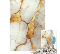 Jigsaw Puzzle 1000 Piece White And Gold Marble Help The Brain Exercise Home Decoration Family Game for 14+ Puzzle Game Offered (38x26cm)