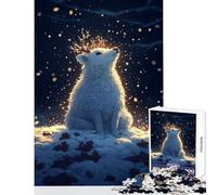 Jigsaw Puzzle 1000 Piece White Deer in Snow Adult Jigsaw Puzzles Hand Speed Race Help The Brain Exercise Beautiful Design Game (38x26cm)