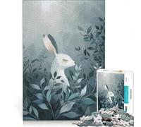 Jigsaw Puzzle 1000 Piece White Rabbit in Blue Foliage Hands-on Game Train Your Brain And Hands Unique Birthday And Xmas Gifts 50x75cm