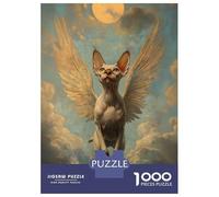 Jigsaw Puzzle 1000 Piece Winged Sphynx Cat Angelic Sphynx Cat Puzzles for Adults Anti-Stress Toys Presents for Women Unique Birthday And Gifts 38x26cm/1000pcs